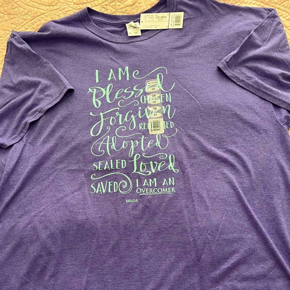 SS Brand NWT t-shirt, purple color with light turquoise writing.  Size 2X